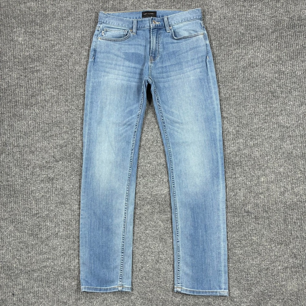 Free Assembly Womens Jeans 29x30 Light Wash Blue Denim Straight Leg Stretch